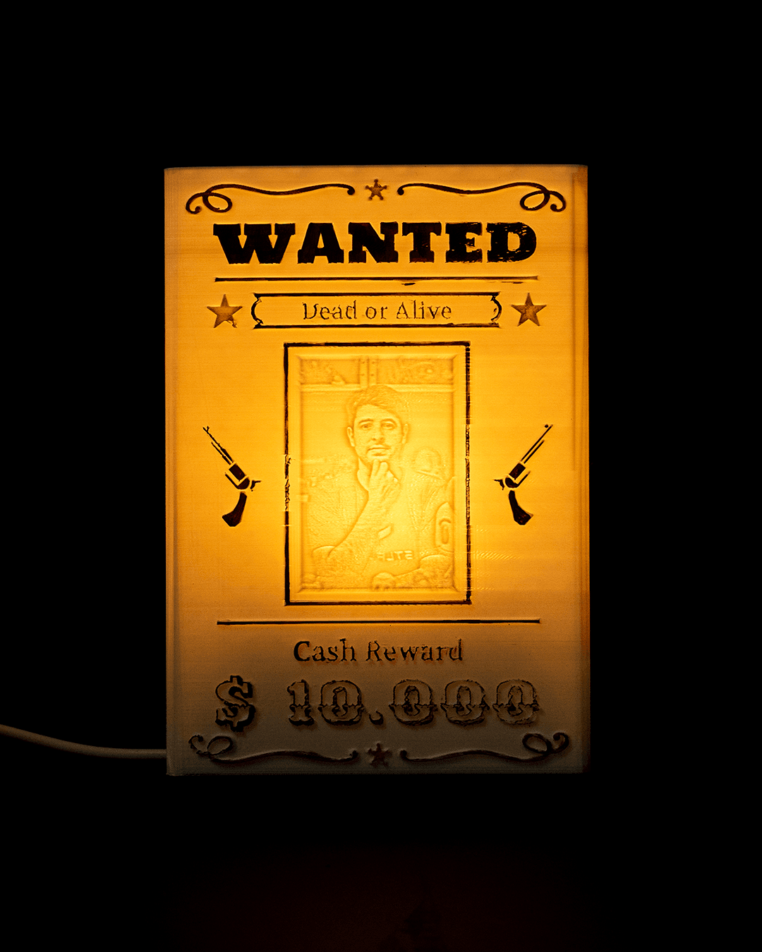 Lithophane Wanted Sign - view 2