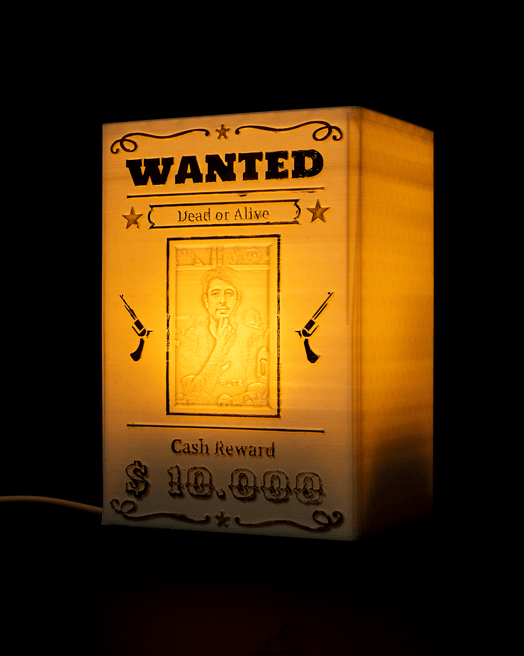 Lithophane Wanted Sign - view 3