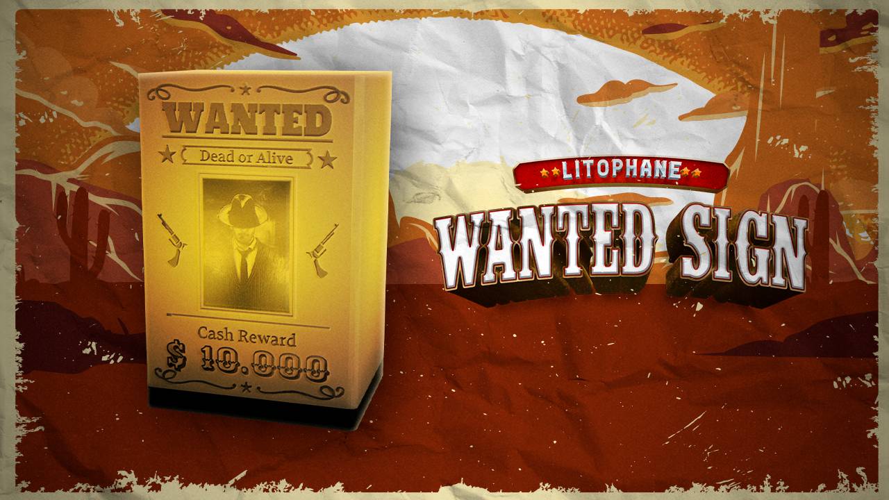 Lithophane Wanted Sign - view 6