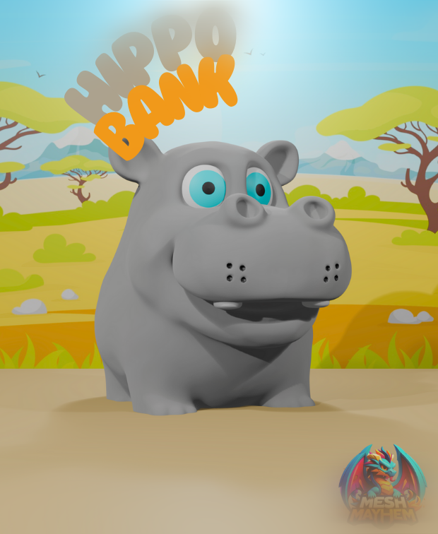 Hippo Piggy Bank with Twist Cap