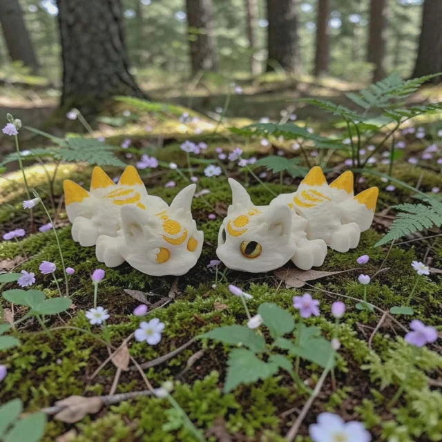 3D Tinys Baby 3tailed Fox colorful finished 3D printed product