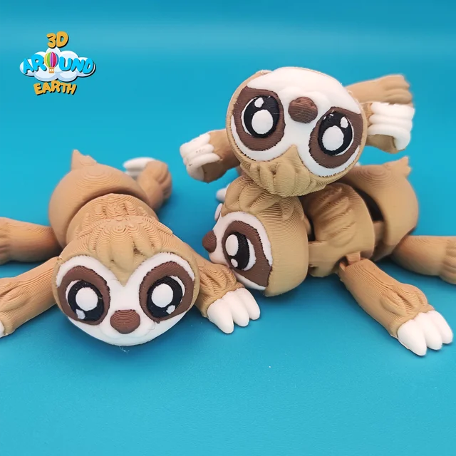 Cute Sloth colorful 3D printed articulated toy