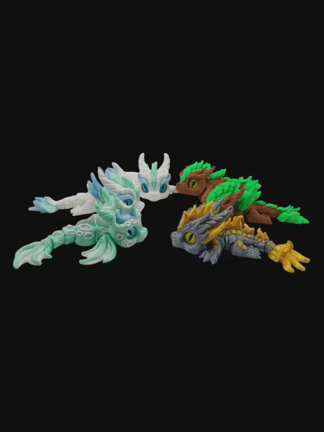 Glass Eye 3D Tinys Elemental Dragon Pack colorful finished 3D printed product