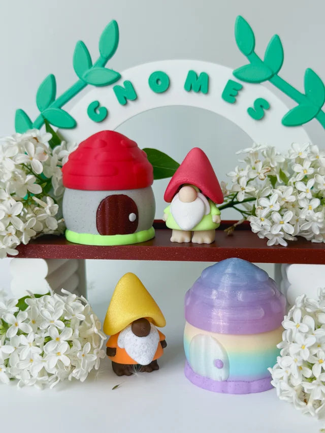 Gnomes with Homes colorful 3D printed product