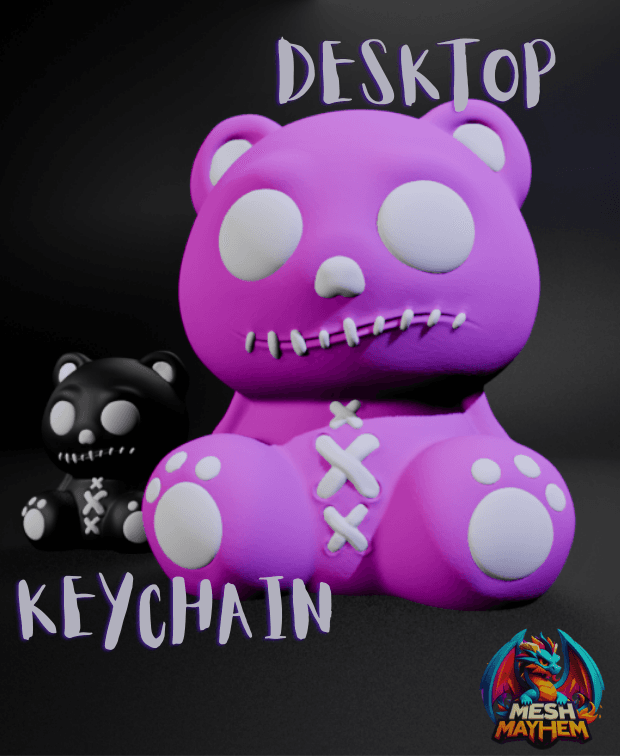 Morbid Bear Desktop and Keychain 3D printed product
