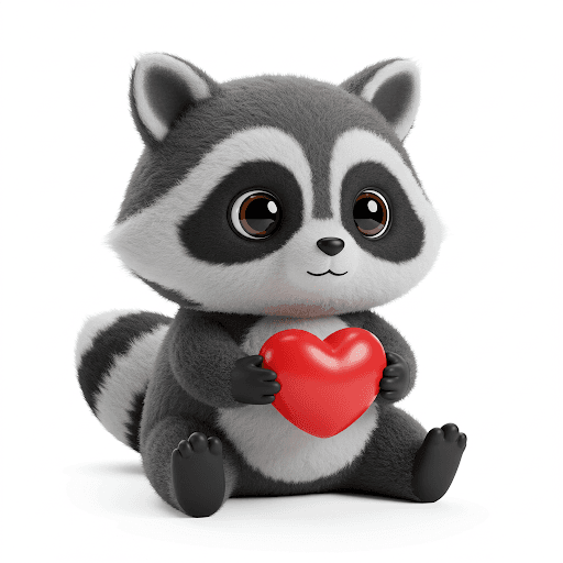 Cute Love Racoon 3D printed product