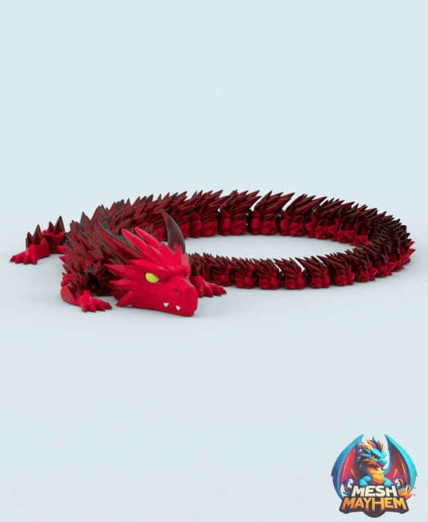 Crimson Rend Articulated Dragon Print in Place, 3D printed product