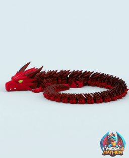 Crimson Rend Articulated Dragon Print in Place, 3D printed product