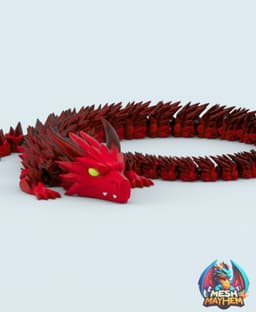 Crimson Rend Articulated Dragon Print in Place, 3D printed product