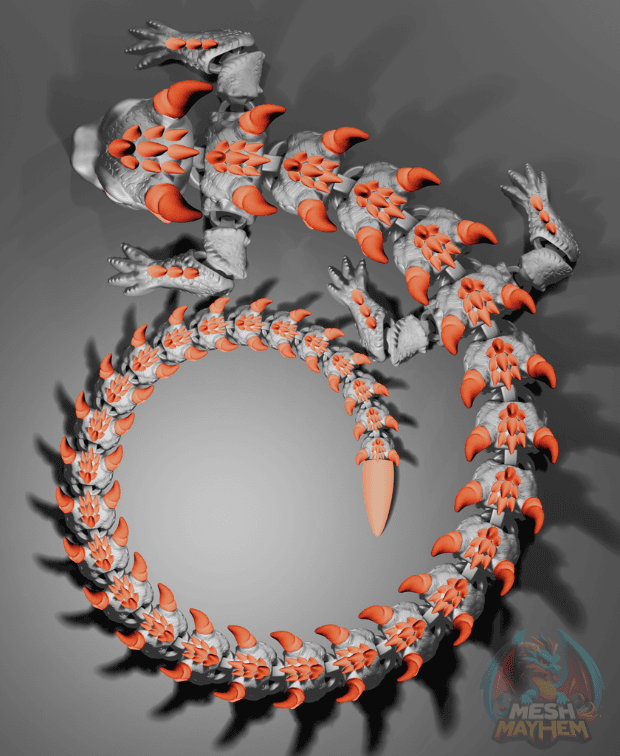 Inferno Articulated Dragon 3D printed product