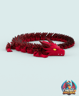 Crimson Rend Articulated Dragon Print in Place, 3D printed product