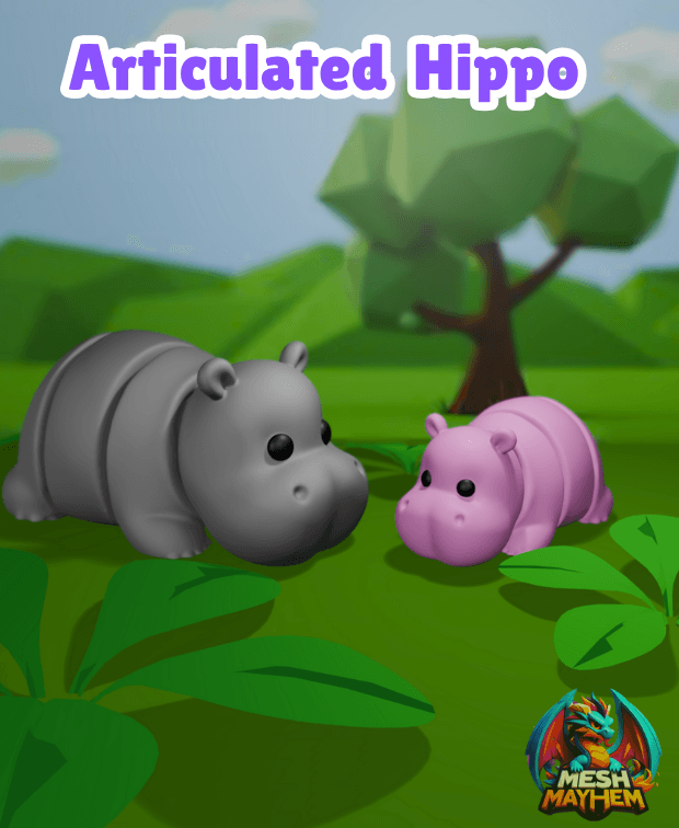 Cute Articulated Hippo 3D printed product