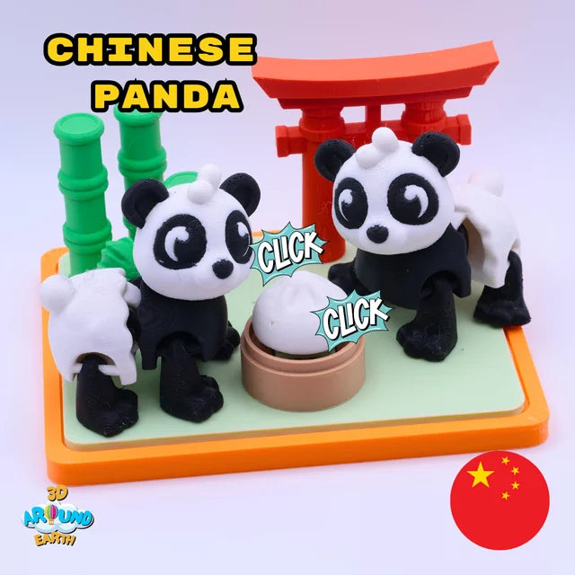 Cute Flexi Panda Diorama colorful 3D printed product