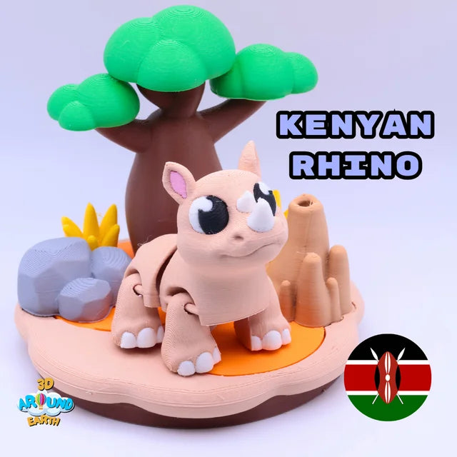 Rhino Diorama colorful 3D printed product