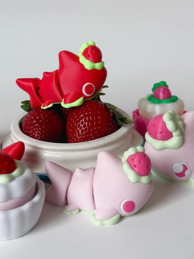Strawberry Shark Flexi and Clicker colorful 3D printed product